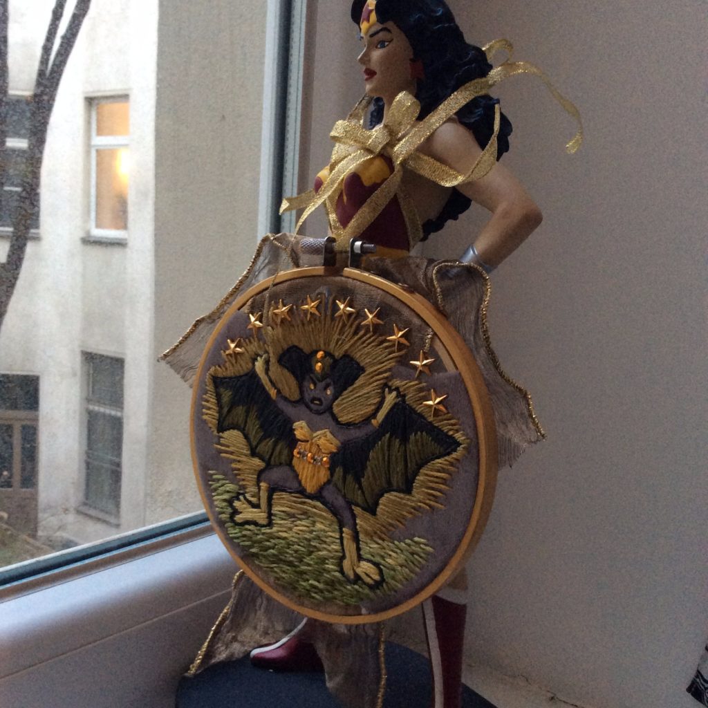 Bat Monster Woman Embroidery by Suzanne Forbes Feb 20 2017