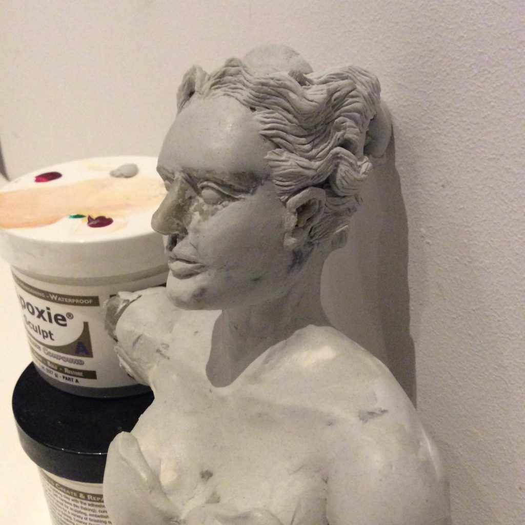 Diana bust WIP sculpture by Suzanne Forbes 2017