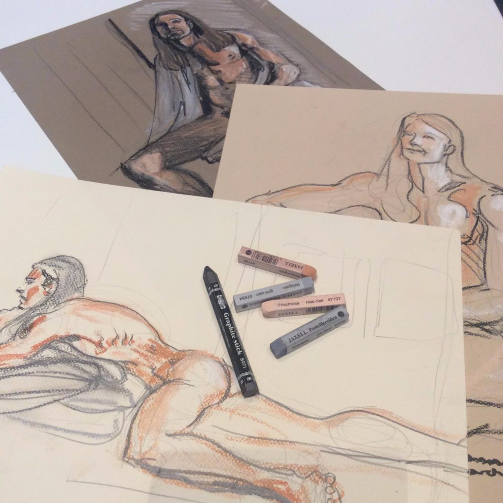 Life drawings of Oskar by Suzanne Forbes March 24 2017 censored for Instagram