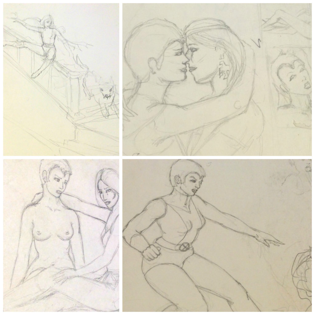 Early New Mutants drawings by Rachel Ketchum 1984 or 5