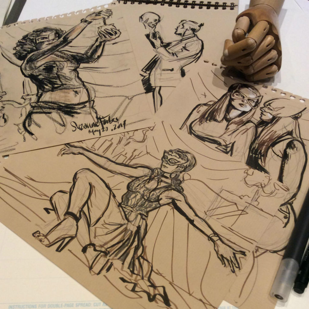 unfinished drawings by Suzanne Forbes from Drink and Draw Berlin May 20 2017