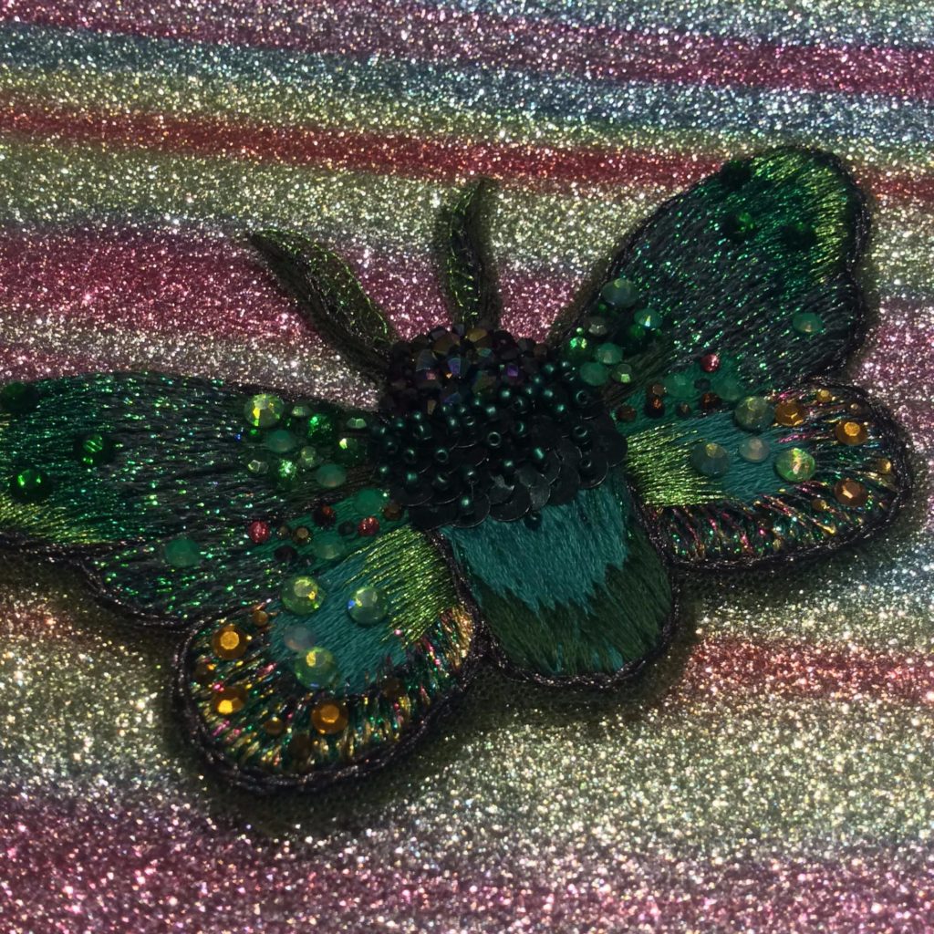 Embroidered jewelled bug by Suzanne Forbes June 2017