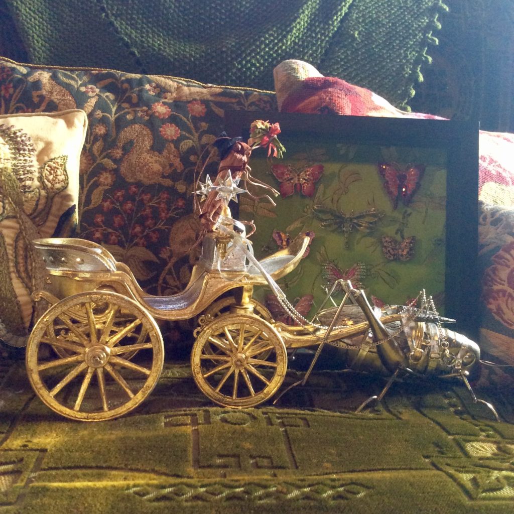 grasshopper bricolage carriage and shadow box by Suzanne Forbes May 2017
