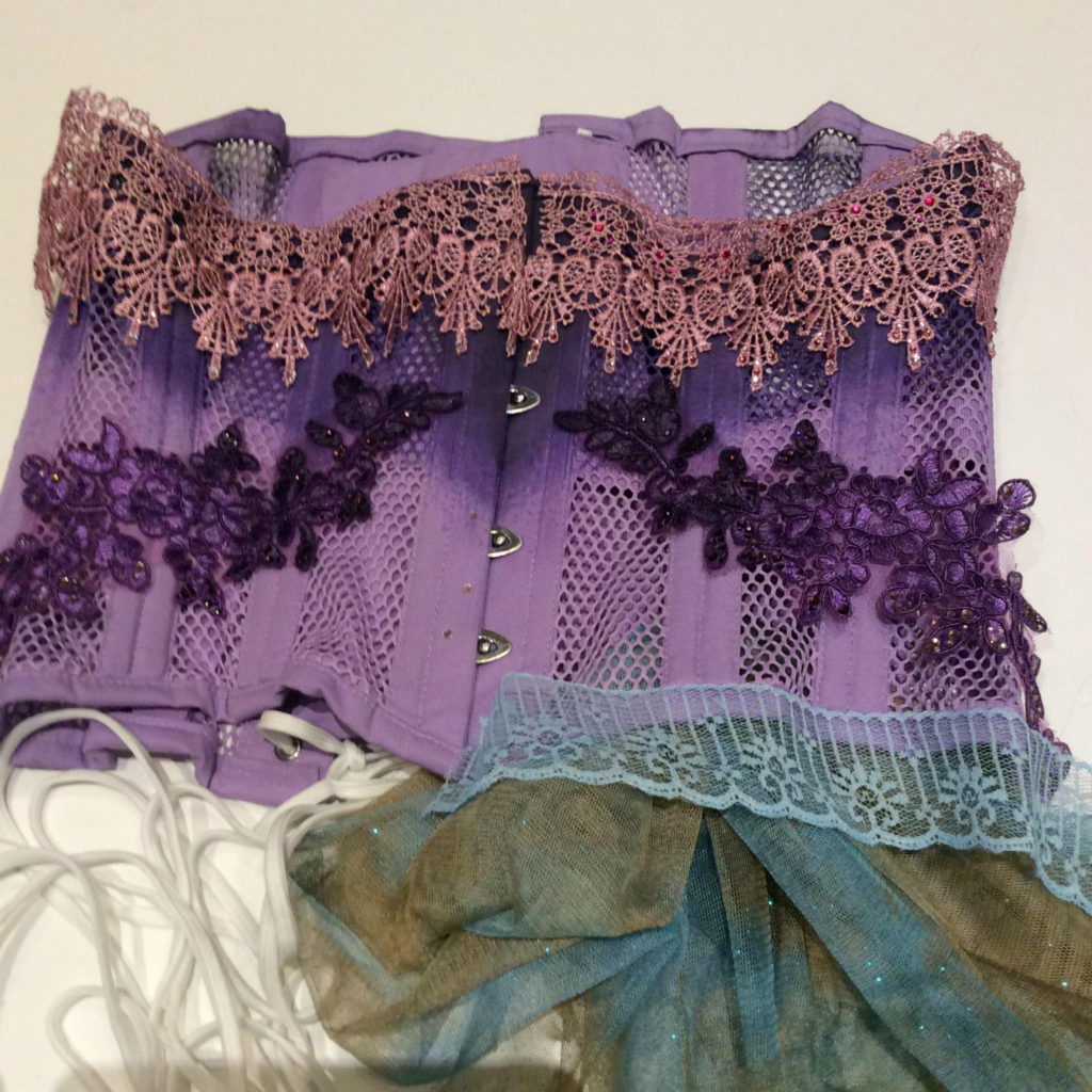 Bisexual Pride corset project by Suzanne Forbes WIP 2017