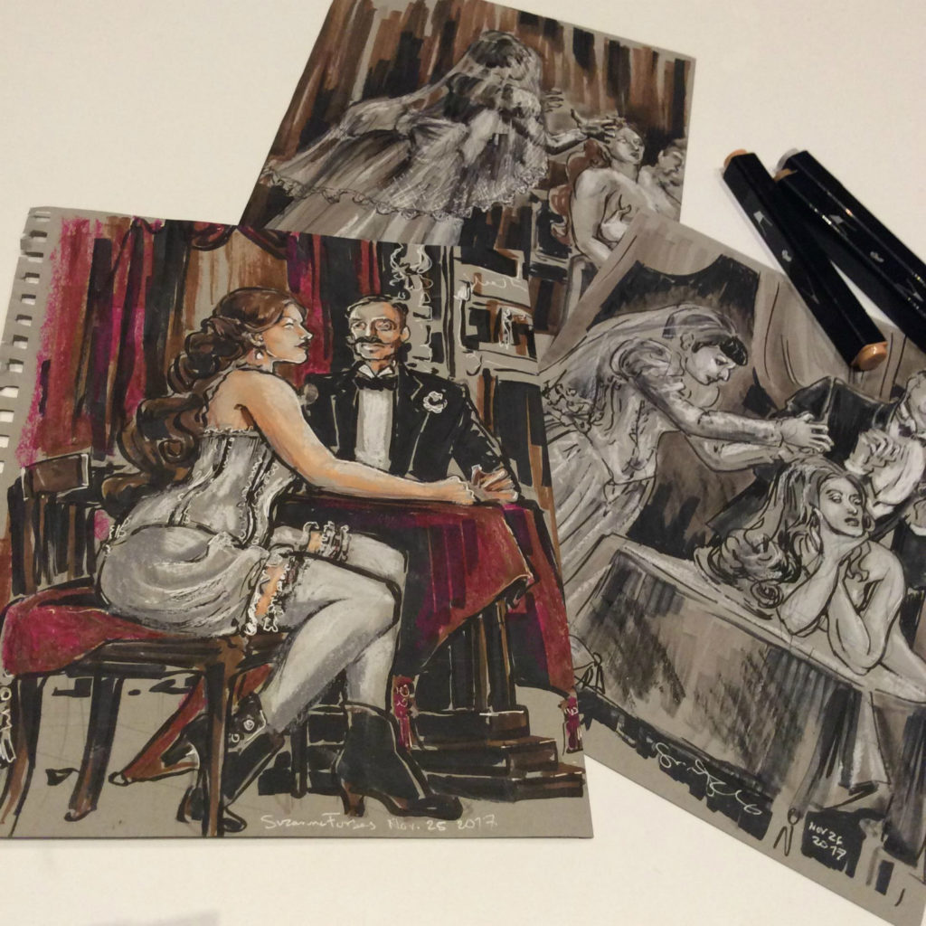 dr sketchys Berlin drawings by Suzanne Forbes Nov 26 2017