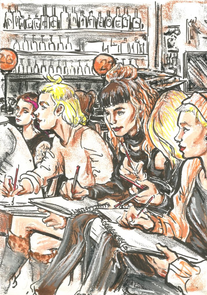 Women artists at Dr Sketchys Berlin Sept 27 2018 by Suzanne Forbes