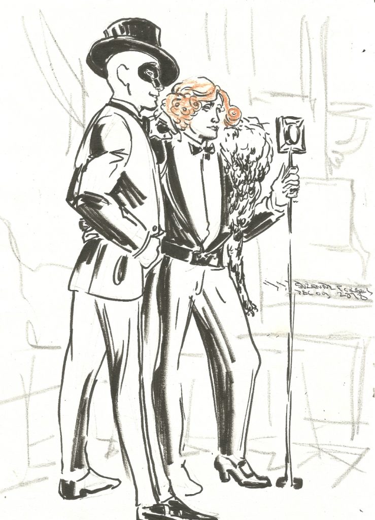 Le Pustra and Lars posing at Dr Sketchys Berlin Dec 9 2018 by Suzanne Forbes