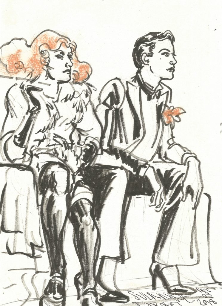 Le Pustra and Mama Ulita posing at Dr Sketchys Berlin Dec 9 2018 by Suzanne Forbes