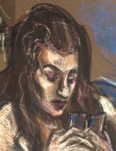 Sadie Lune pastel portrait detail Berlin Feb 13 by Suzanne Forbes
