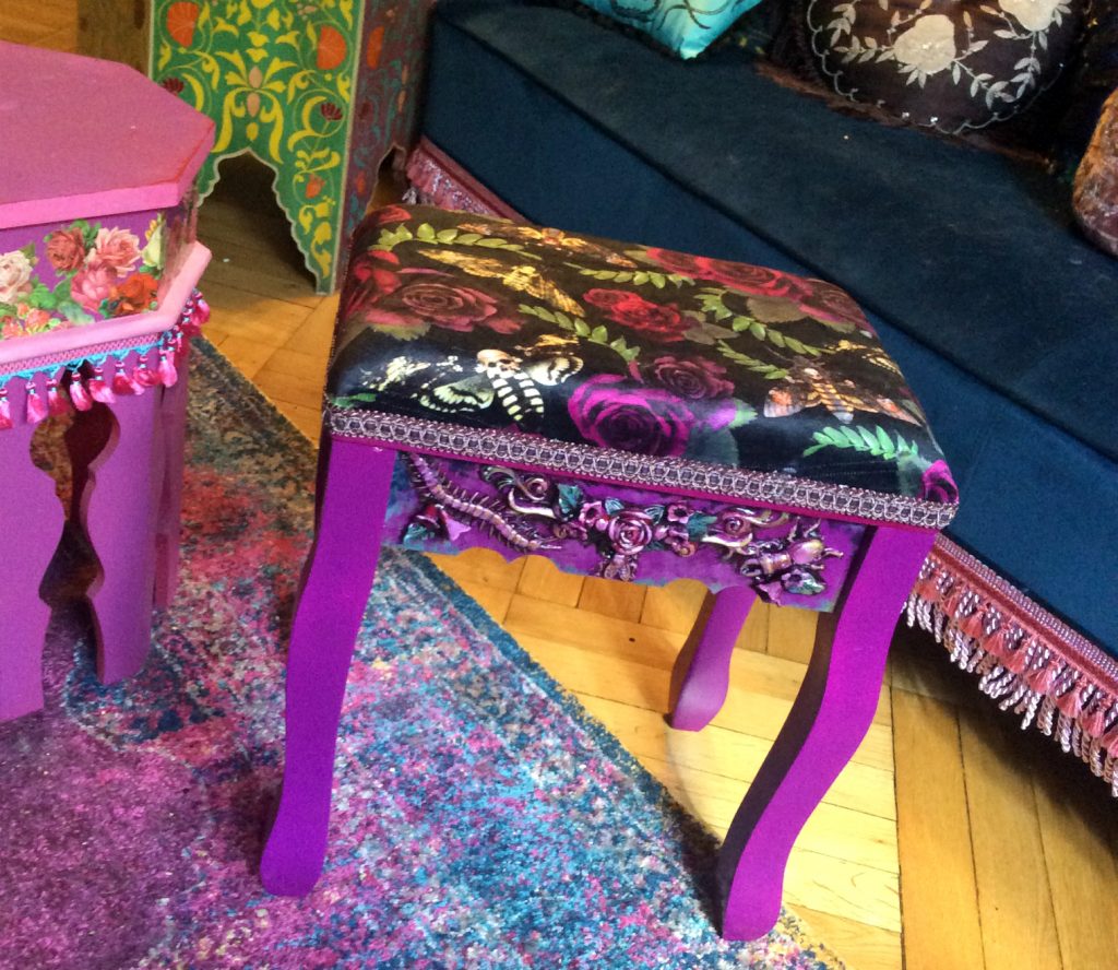 Insect Bas Relief Boudoir Stool by Suzanne Forbes May 2019 - ChipInHead.com