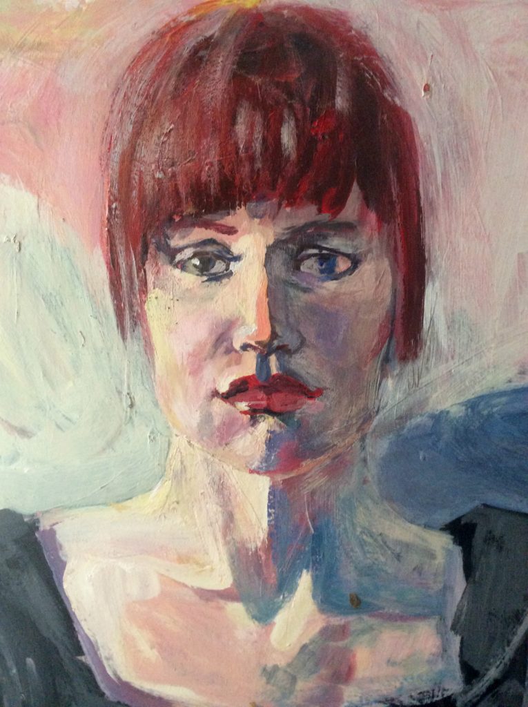 Portrait on masonite from winter 1990 Suzanne Forbes aka Rachel Ketchum detail