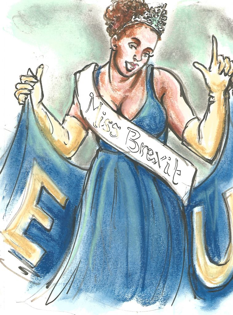 Cadbury Parfait Miss Brexit at Extravagant Shambles Tits Bits and Politics July 23 2019 by Suzanne Forbes