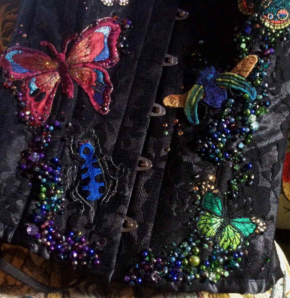 Bead embroidered bug corset project work in progress Suzanne Forbes Aug 28 2019 bottom