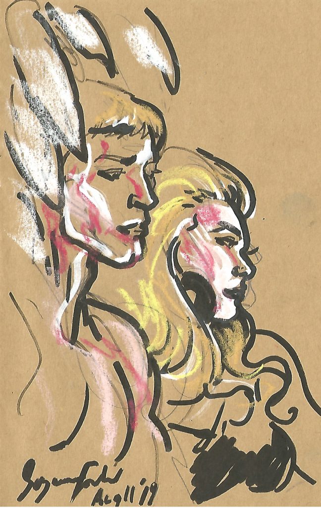 Lucille Spielfuchs and Sebastian Stone as Barbarella and Pygar Dr Sketchys Berlin Aug 11 2019 by Suzanne Forbes profile