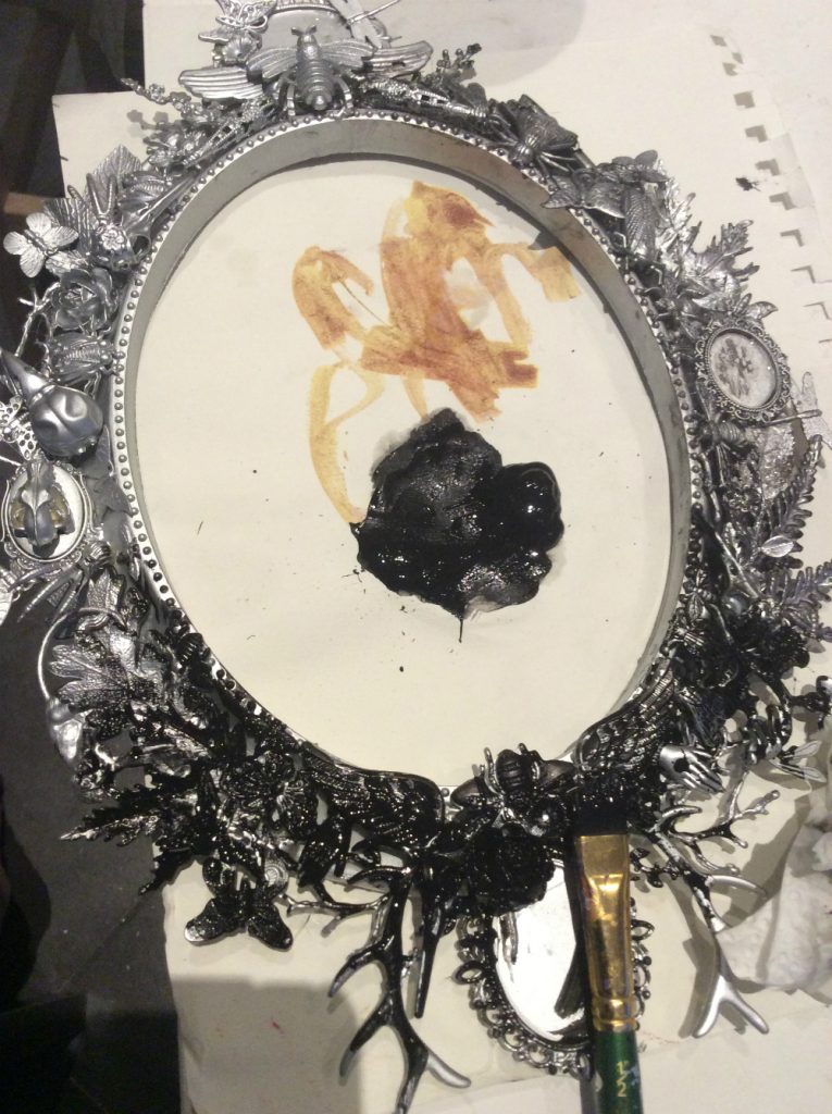 Insect stamping assemblage frame black wash Suzanne Forbes Jan 2020