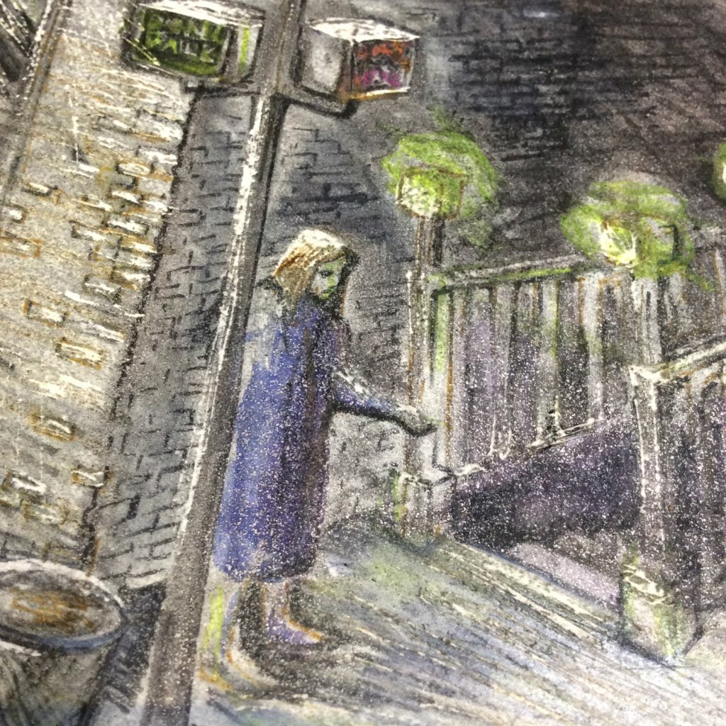 Self Portrait Panhandling with subway entry in 1988 by Rachel Ketchum aka Suzanne Forbes Fall1990 cu