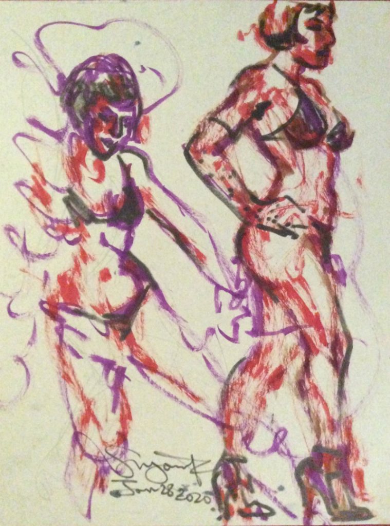 Watercolor marker and ink sketch of Chiqui Love by Suzanne Forbes Jan 28 2020