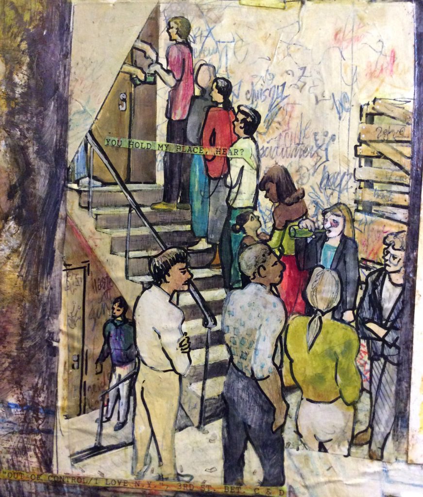 Hold my place mixed media on paper Fall 1991 Rachel Ketchum aka Suzanne Forbes