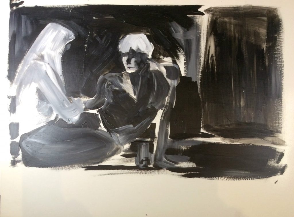 Me and Max seated acrylic on paper Fall 1990 Rachel Ketchum aka Suzanne Forbes