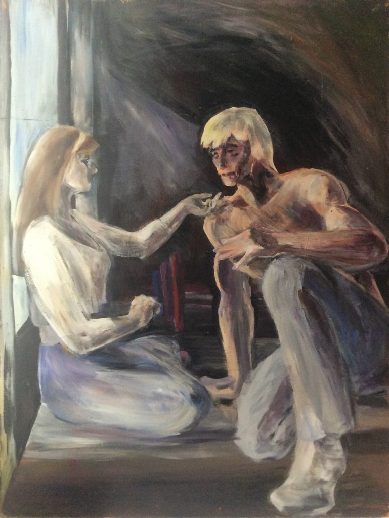 Painting of me and Max Fall 1990 by Rachel Ketchum aka Suzanne Forbes