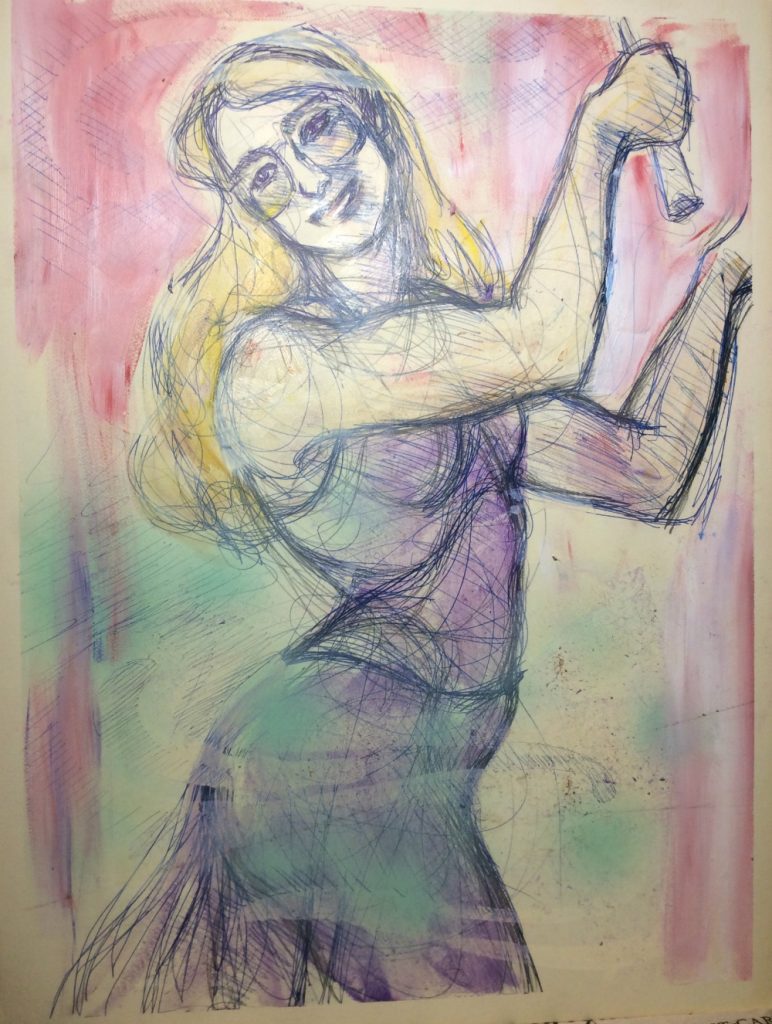 Self portrait summer 1990 painting apartment by Rachel Ketchum aka Suzanne Forbes 1989 or 1990