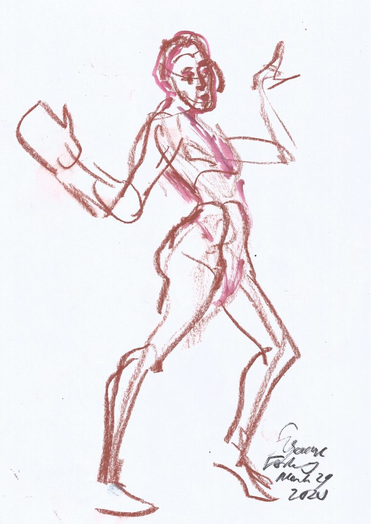 Anna Catherine remote drawn 1 minute pose by Suzanne Forbes March 29 2020