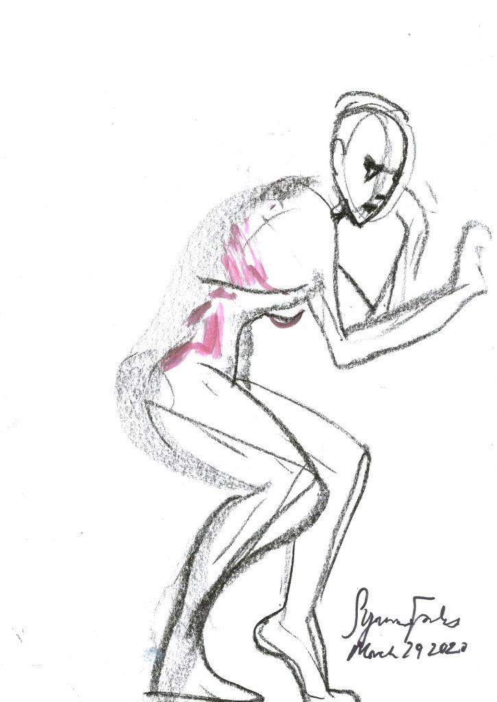 Anna Catherine remote drawn first 1 minute pose by Suzanne Forbes March 29 2020