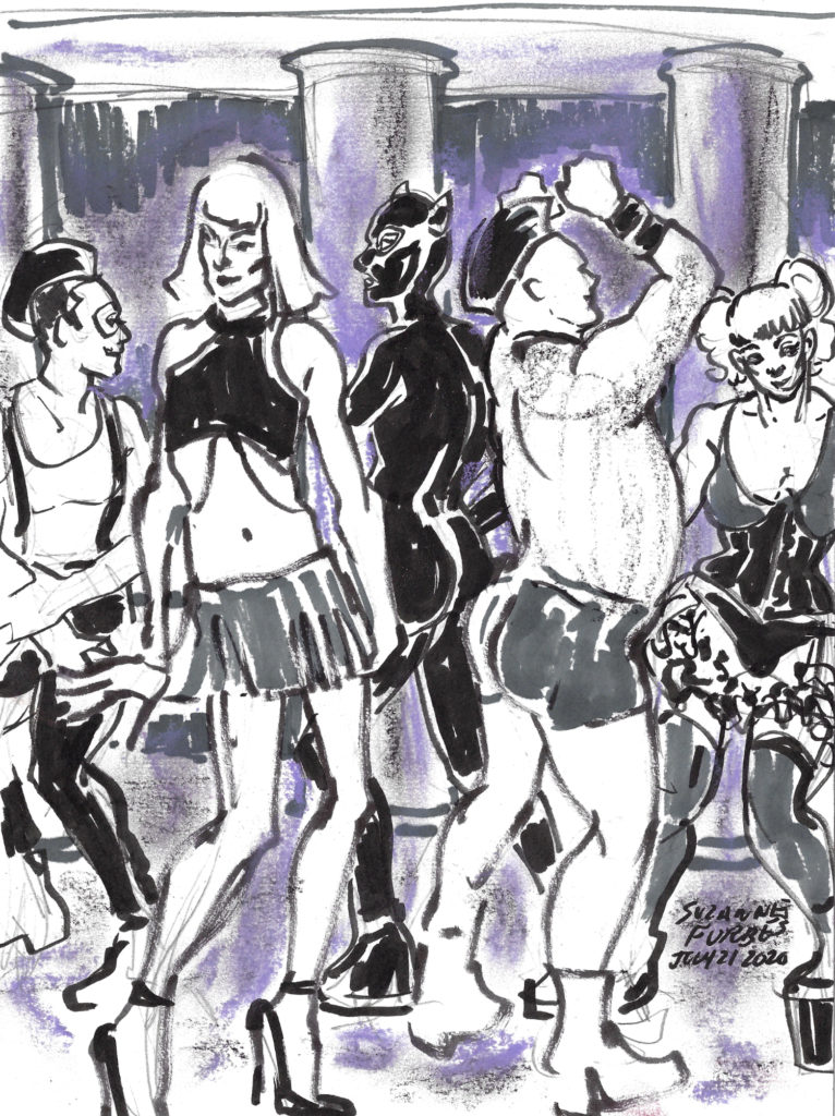 Torture Garden Dancers greyscale by Suzanne Forbes July 21 2020