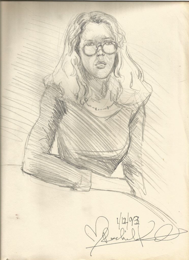 drawing of Victoria Aronoff by Suzanne Forbes 1993