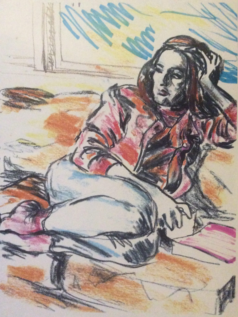 Portrait drawing of Anita approx Feb 1990 by Rachel Ketchum aka Suzanne Forbes