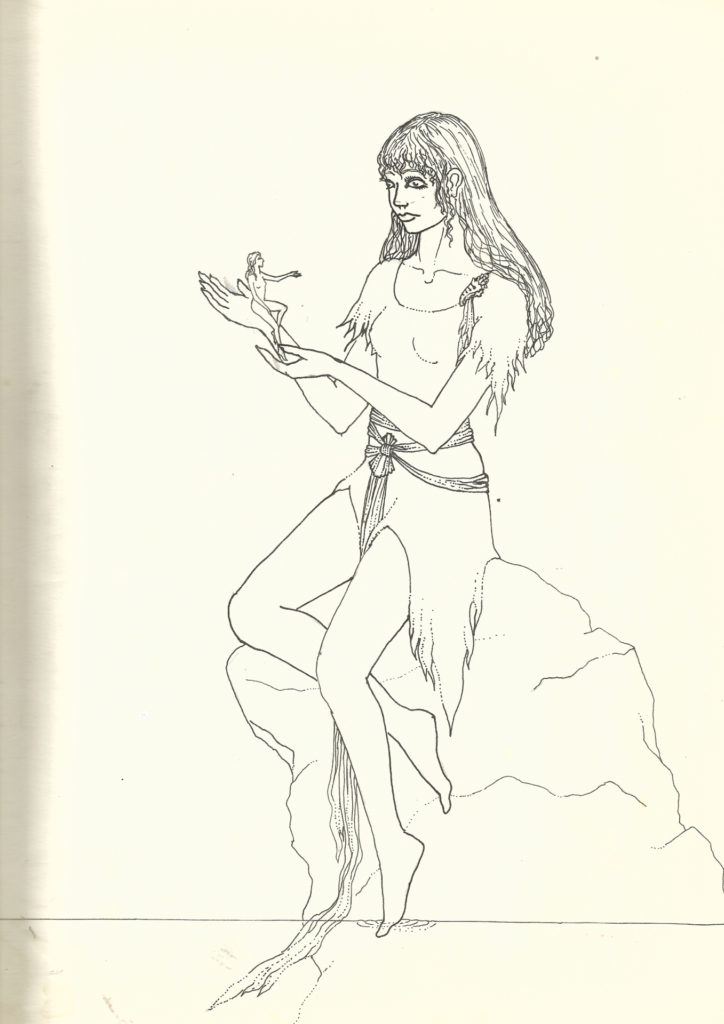 Girl with fairy by water by Rachel Ketchum aka Suzanne Forbes approx 1983