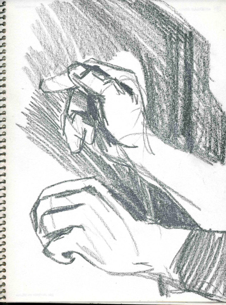 Sketchbook Winter 1990 Minneapolis hands 3 by Rachel Ketchum aka Suzanne Forbes