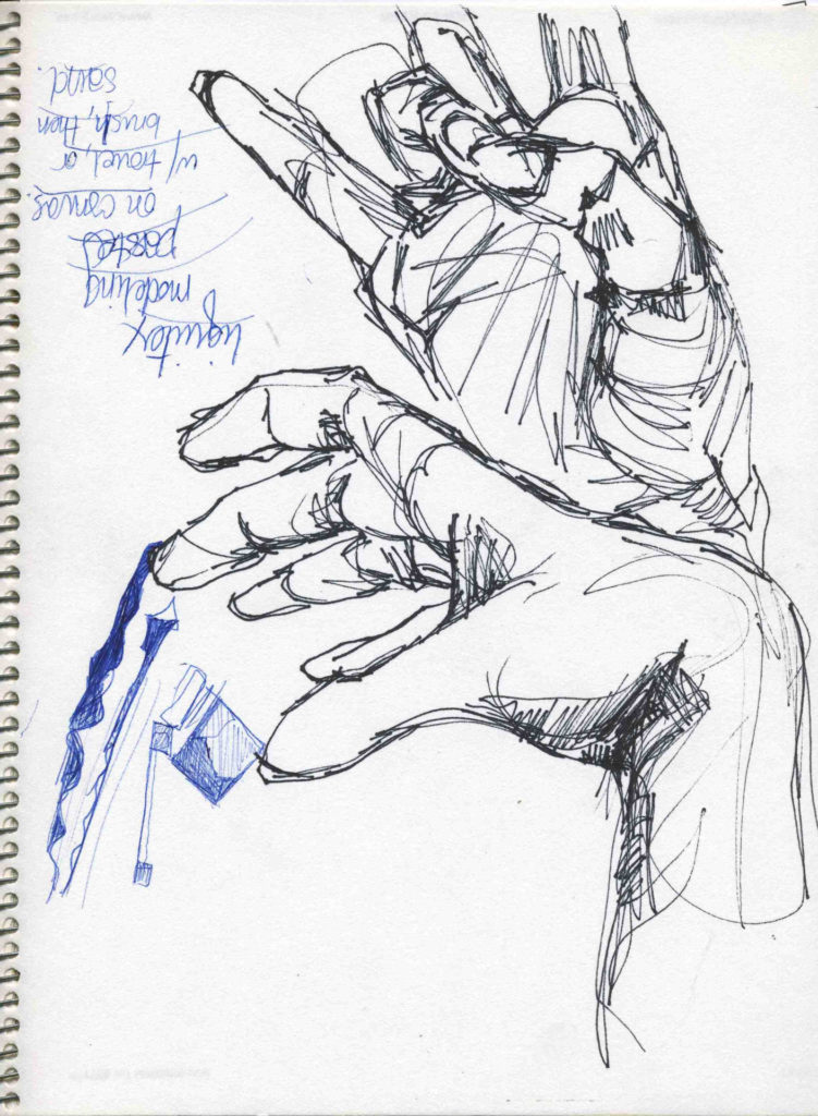 Sketchbook Winter 1990 Minneapolis hands 6 by Rachel Ketchum aka Suzanne Forbes