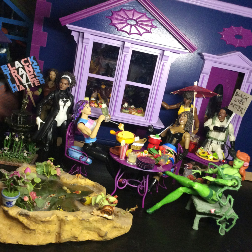 Custom trans action figures and rement food setup by Suzanne Forbes June 25 2020
