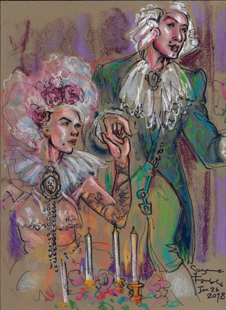 Evilyn Frantic and gent at Dr Sketchys Berlin Broken Baroque Jan 28 2018 by Suzanne Forbes