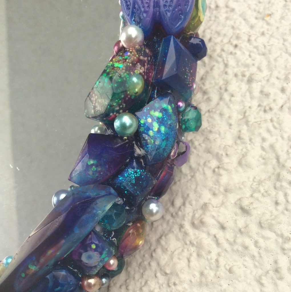 Gothic Rococo UV resin insect mirror gems by Suzanne Forbes Sept 2020