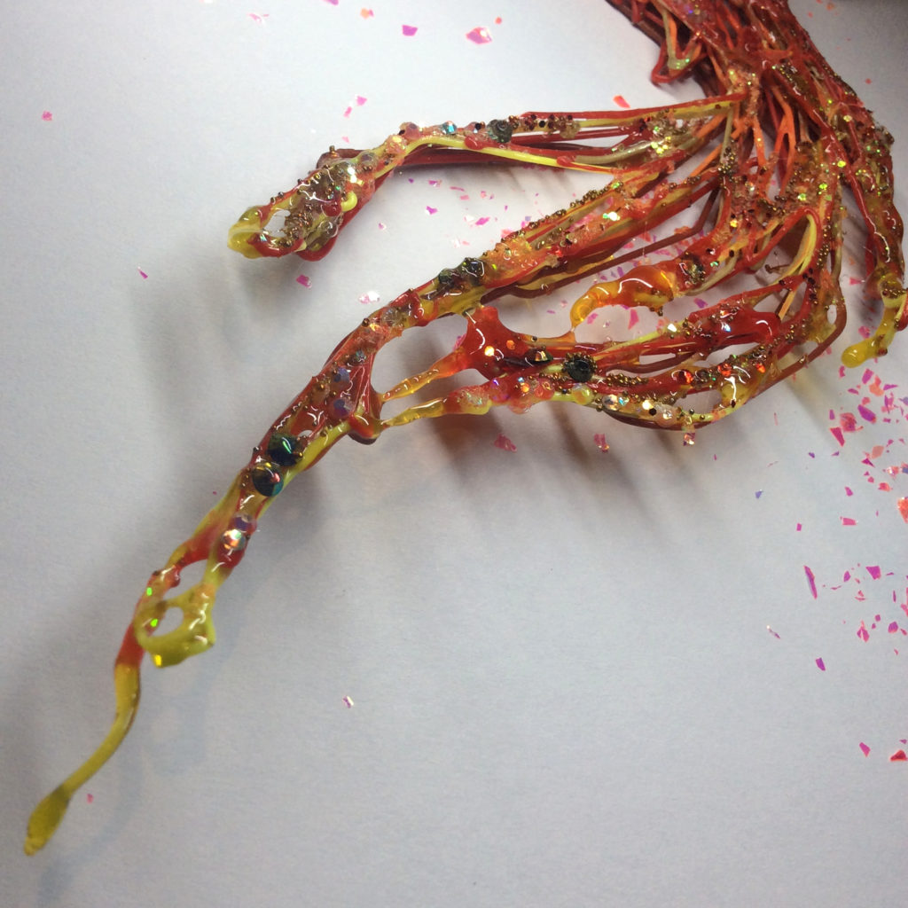 3d Printer pen Vaccine Phoenix tail detail by Suzanne Forbes March 2020