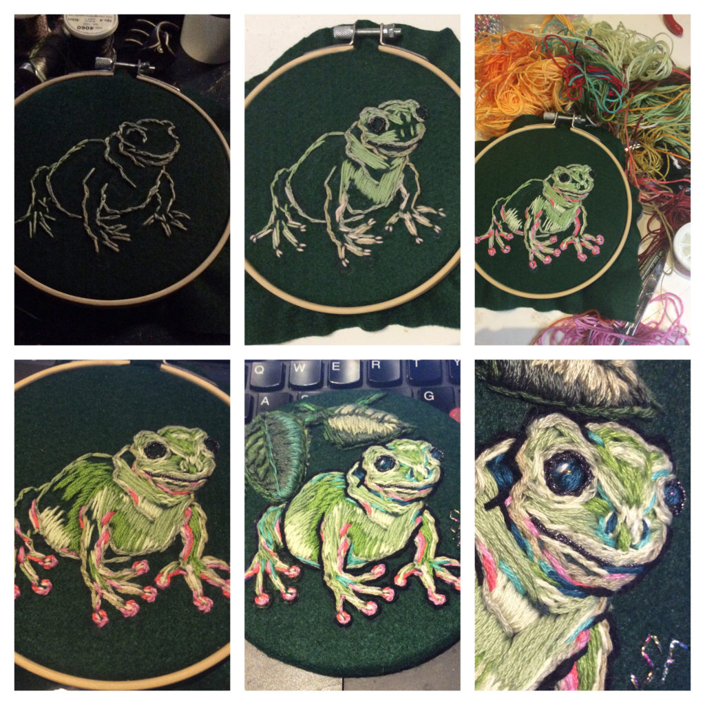 Cute Embroidered Whites Tree Frog by Suzanne Forbes Nov 2020