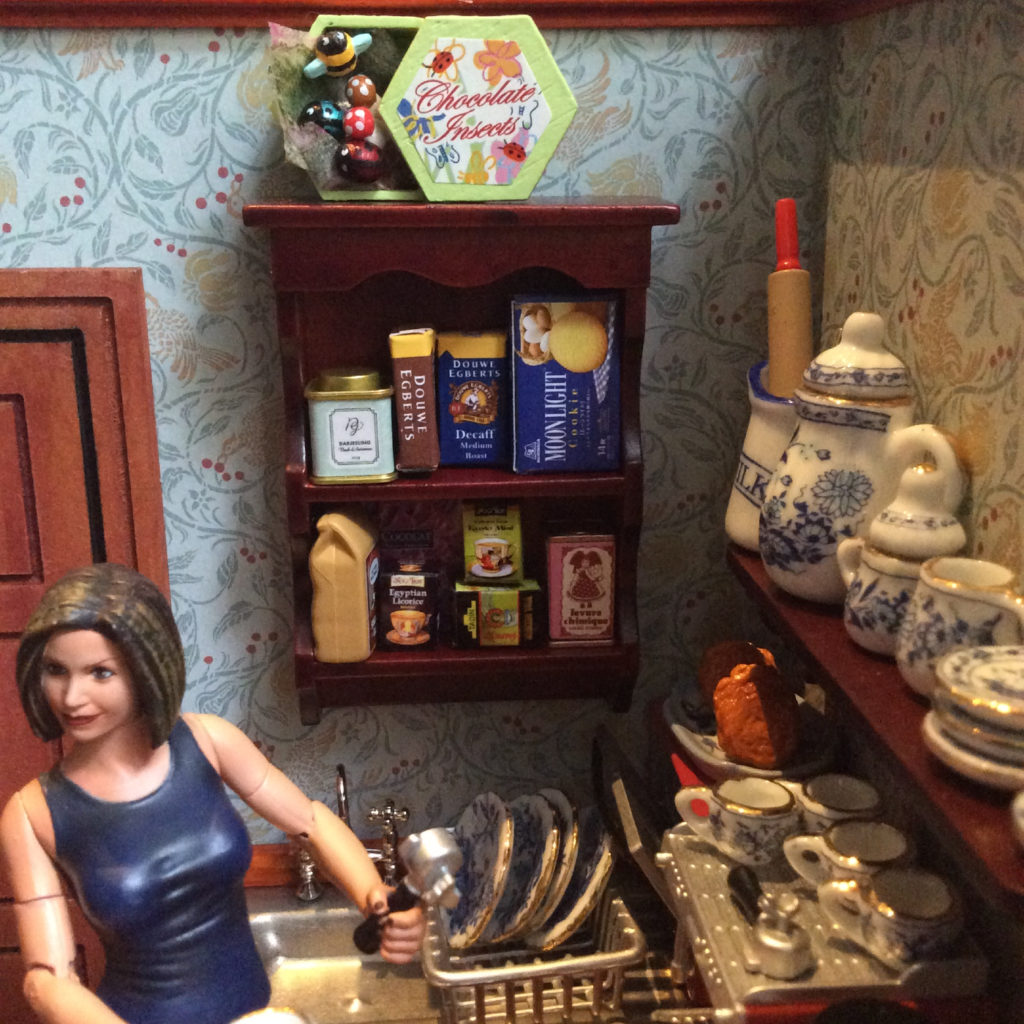 Miniature bakery roombox with Rement insect chocolates by Suzanne Forbes March 28 2021