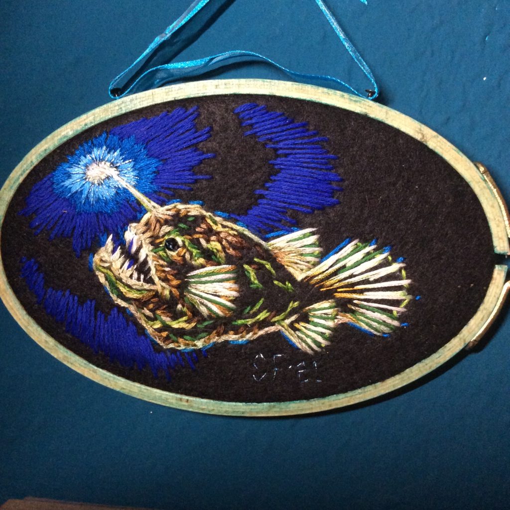 Make Own Light Anglerfish embroidery by Suzanne Forbes June 16 2021
