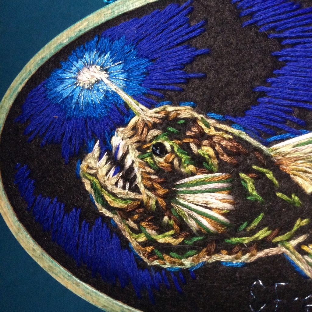 Make Own Light Anglerfish embroidery by Suzanne Forbes June 16 2021