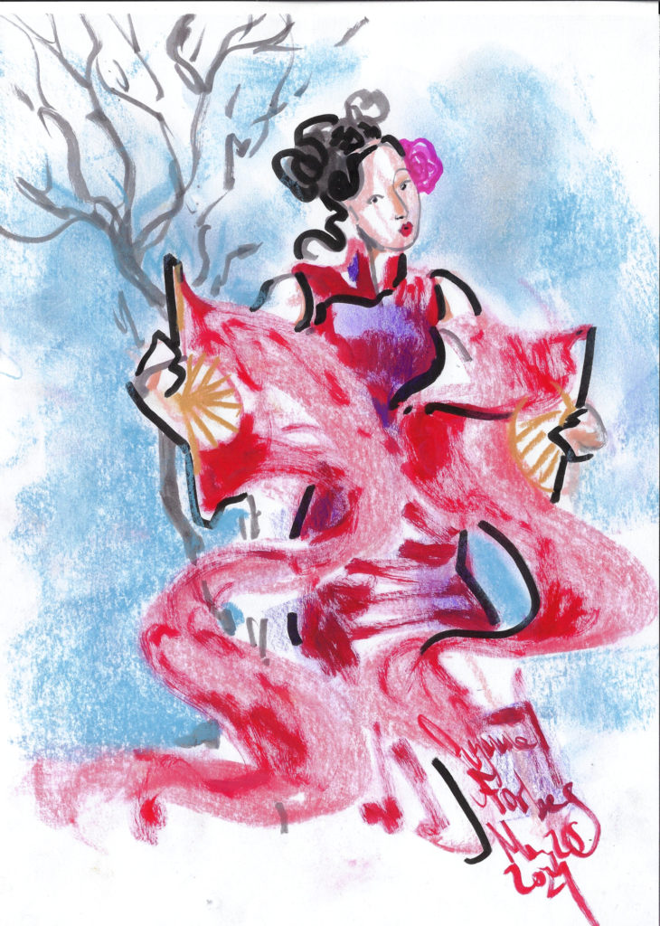 Suki with red fans for BSC by Suzanne Forbes May 26 2021