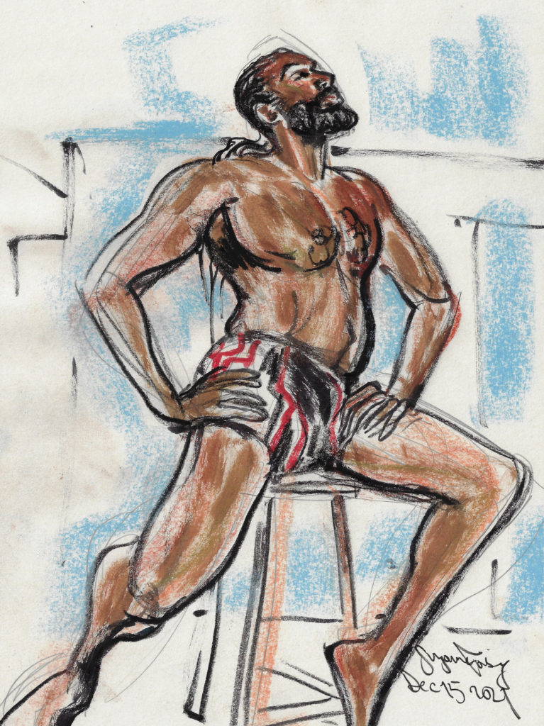 Antoine Hunter aka Purple Fire Crow seated for Figure on Diversity by Suzanne Forbes Dec 15 2021